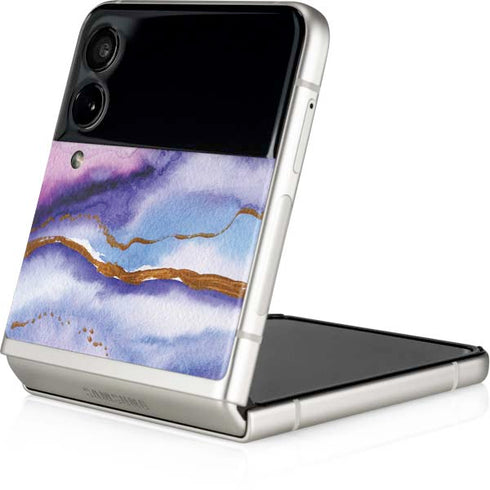 Blue Violet Watercolor Geode Galaxy Z Flip3 5G Skin